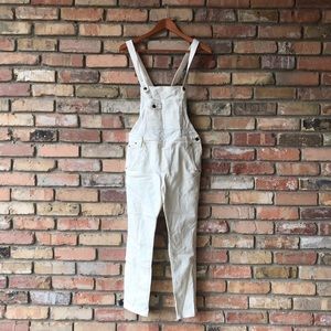 Free People White Denim Overalls
